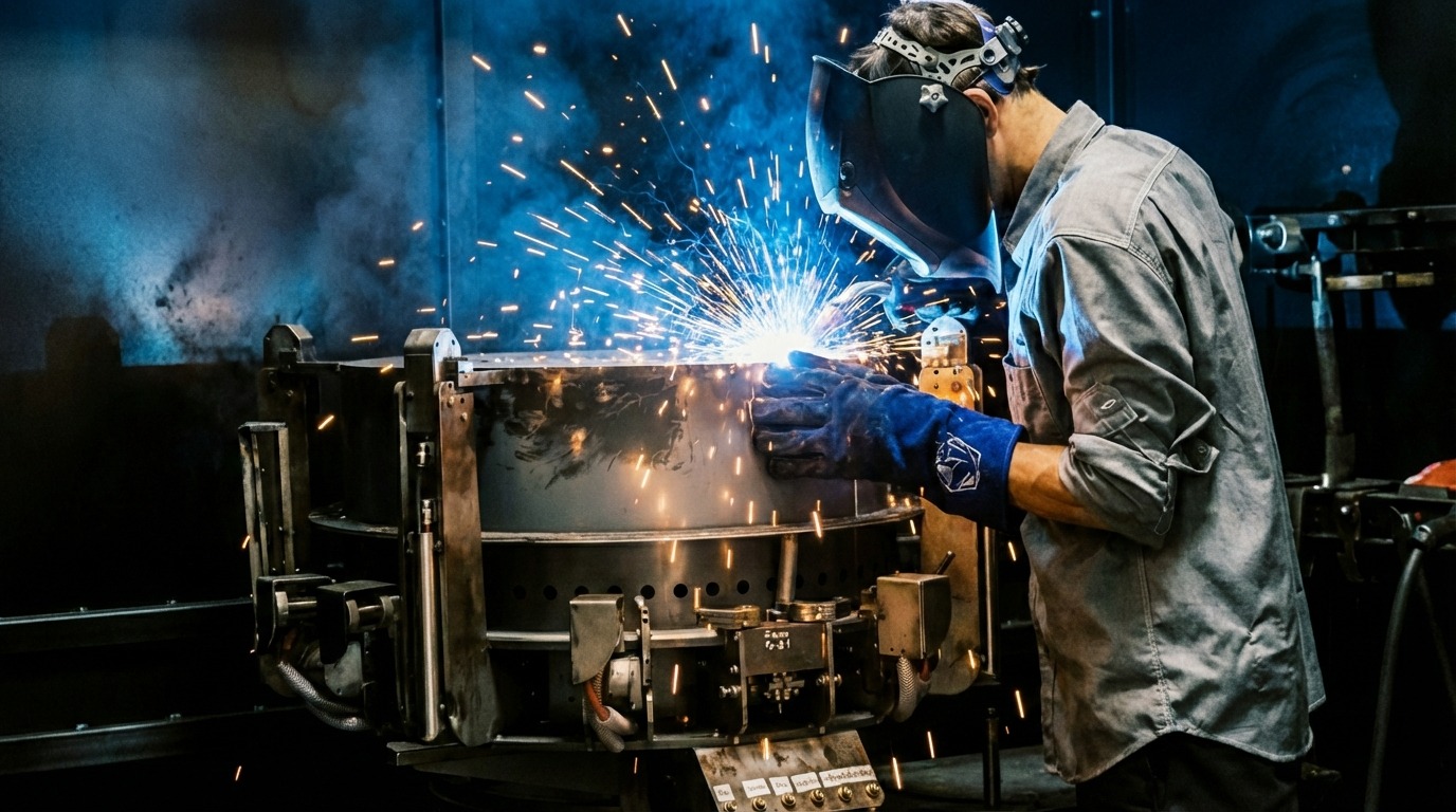 Breeo fire pit being hand-welded in Lancaster, PA — American-made craftsmanship
