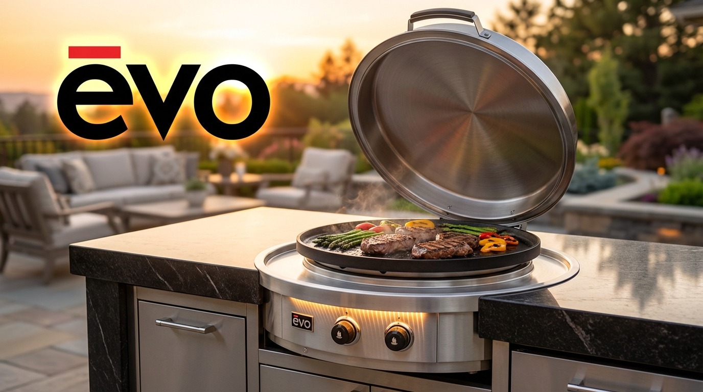 Premium built-in gas grill in a custom outdoor kitchen island