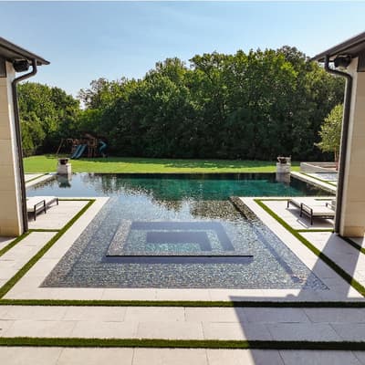Resort-style pool with water features