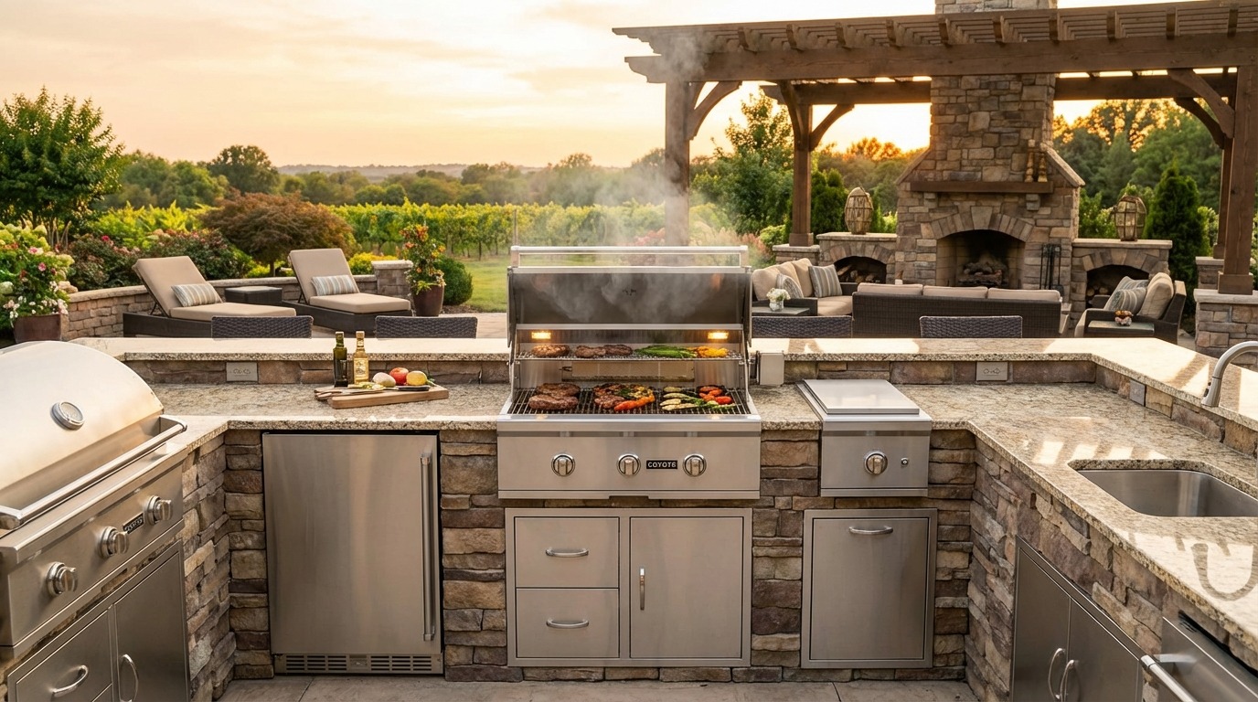 Coyote outdoor kitchen installation