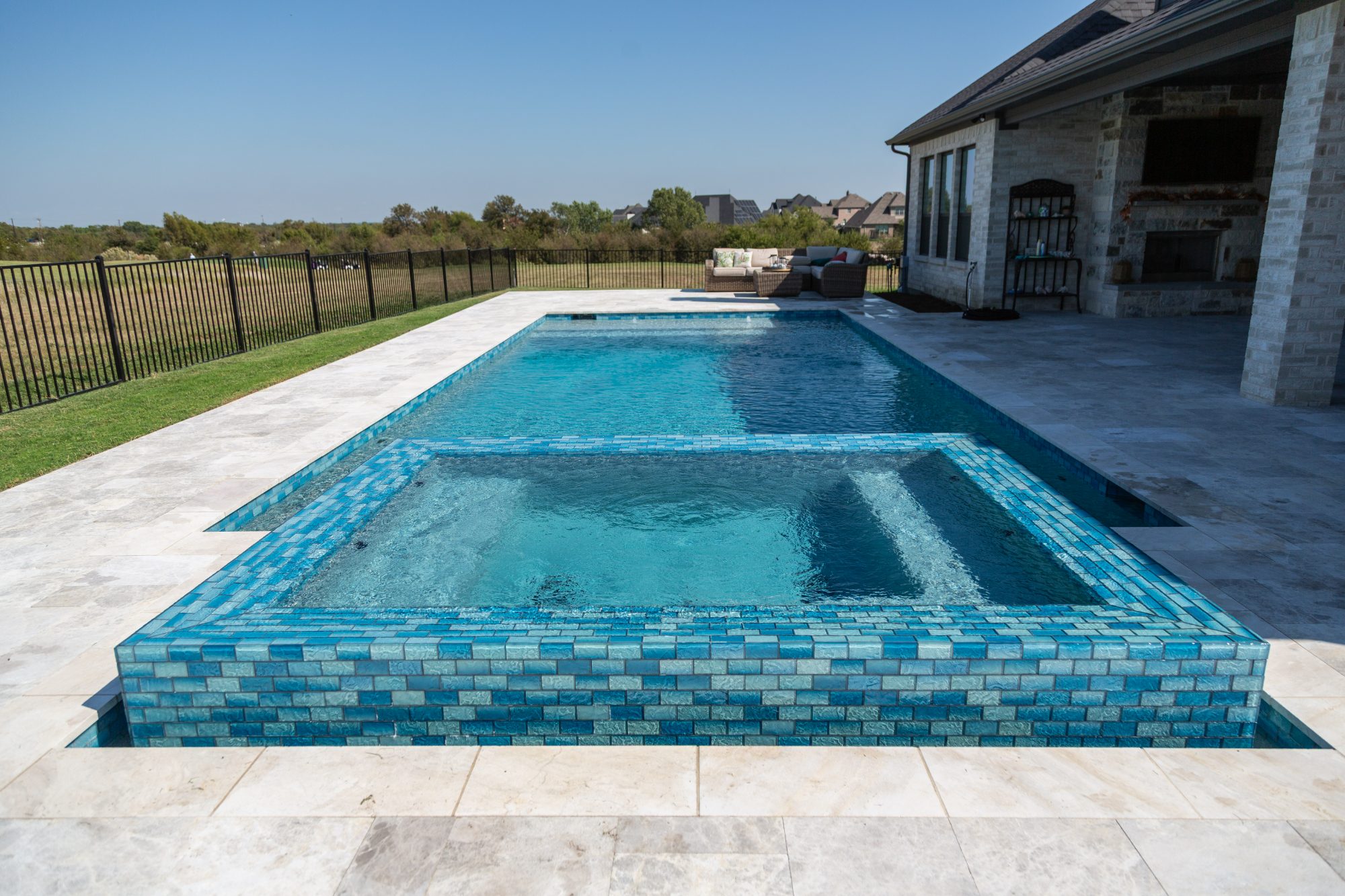 Geometric Pool with Raised Spa & Outdoor Kitchen — Celina, TX — photo 8