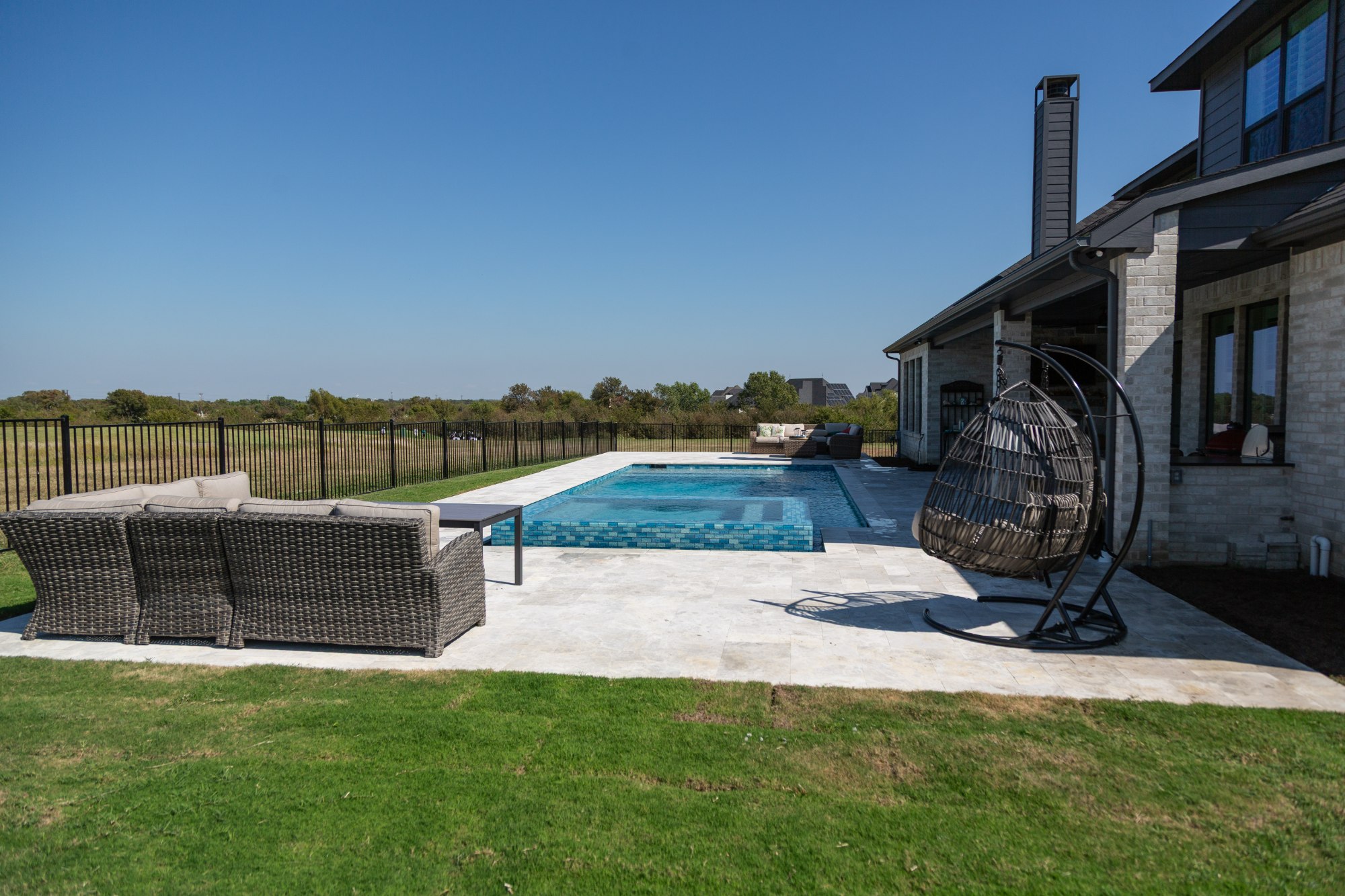 Geometric Pool with Raised Spa & Outdoor Kitchen — Celina, TX — photo 4