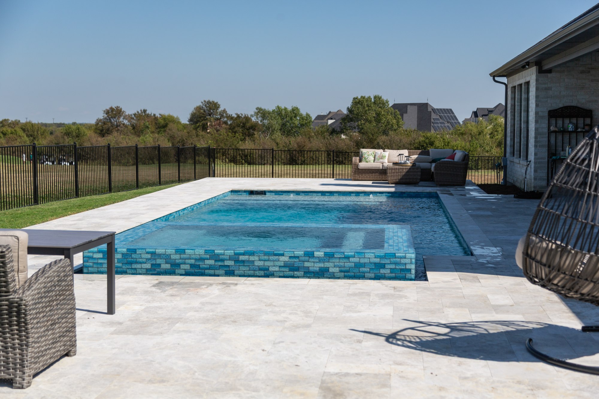 Geometric Pool with Raised Spa & Outdoor Kitchen — Celina, TX — photo 5