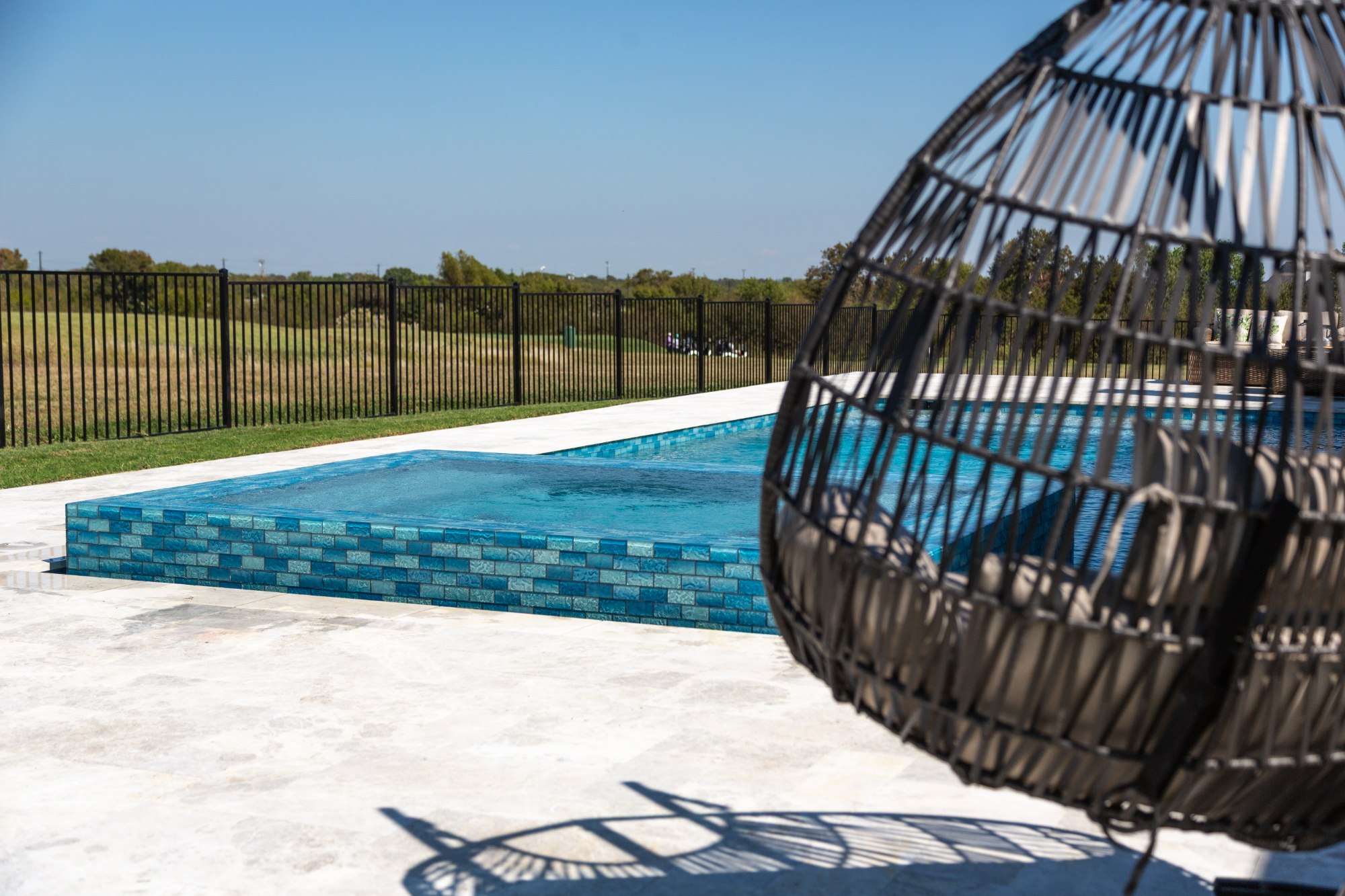 Geometric Pool with Raised Spa & Outdoor Kitchen — Celina, TX — photo 11