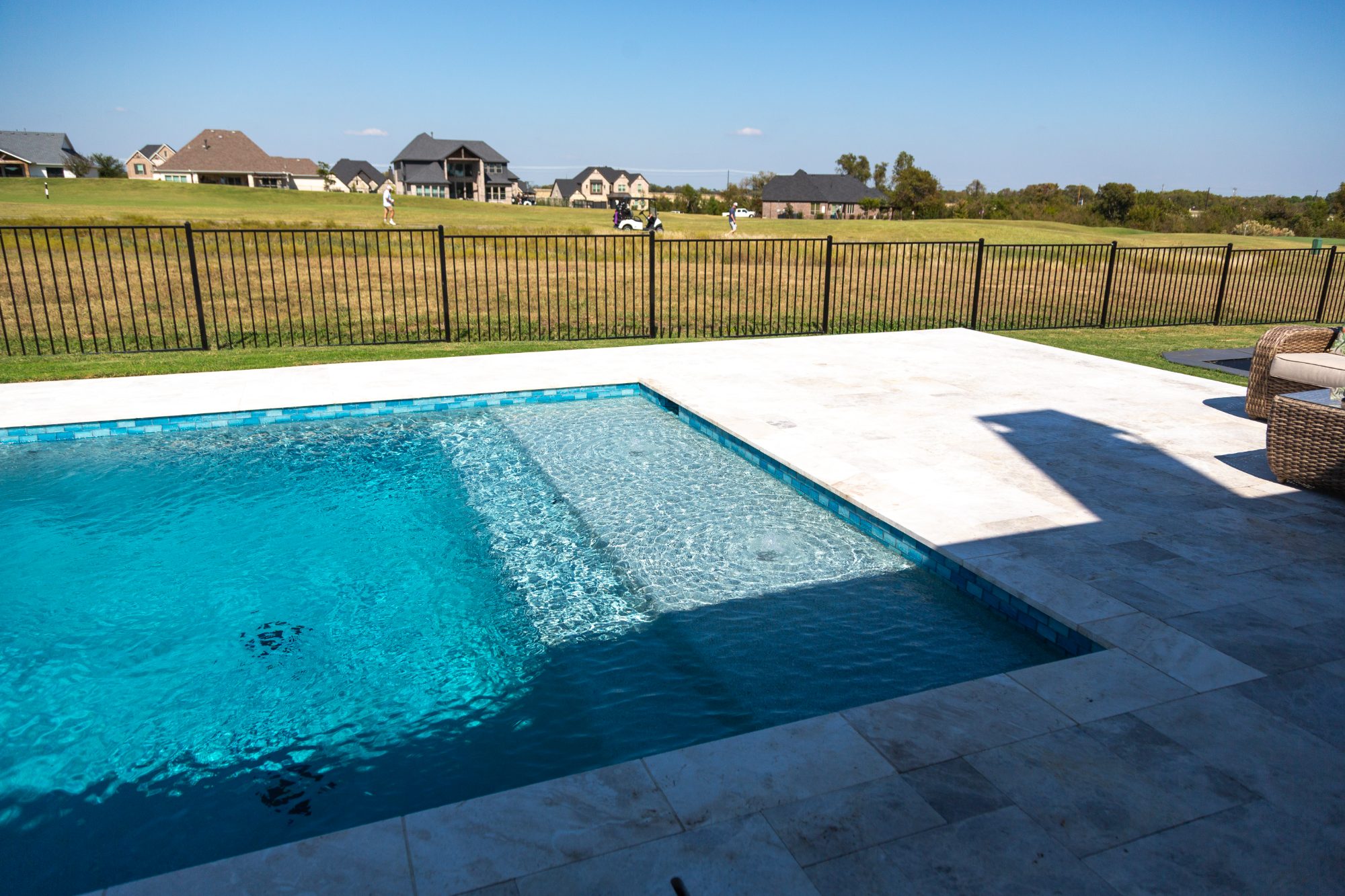 Geometric Pool with Raised Spa & Outdoor Kitchen — Celina, TX — photo 10