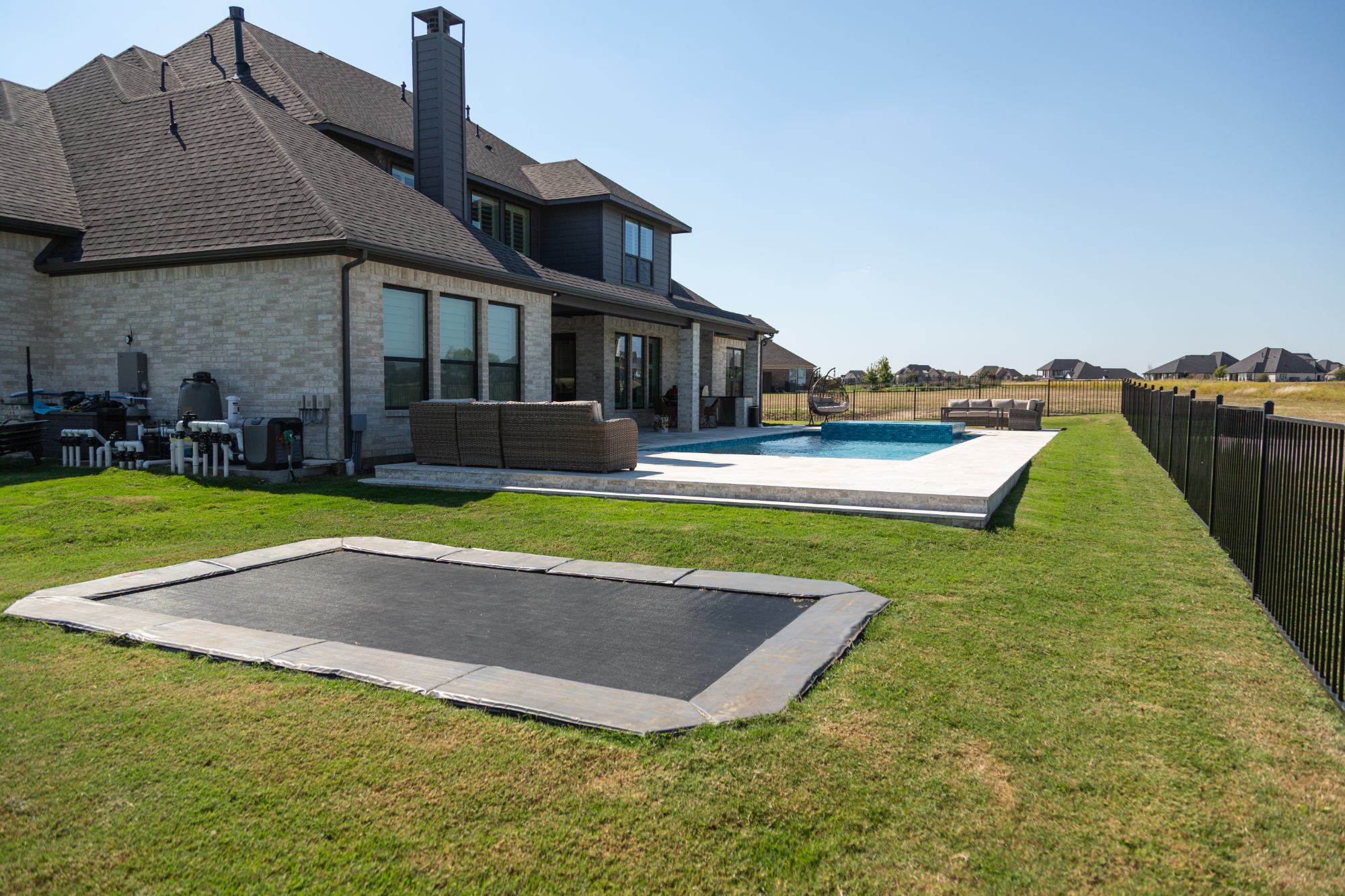 Geometric Pool with Raised Spa & Outdoor Kitchen — Celina, TX — photo 19