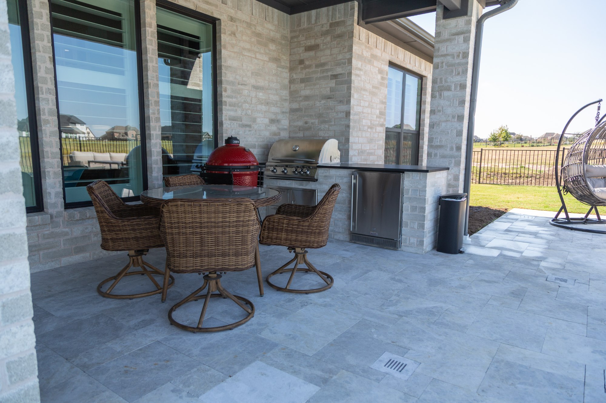 Geometric Pool with Raised Spa & Outdoor Kitchen — Celina, TX — photo 12