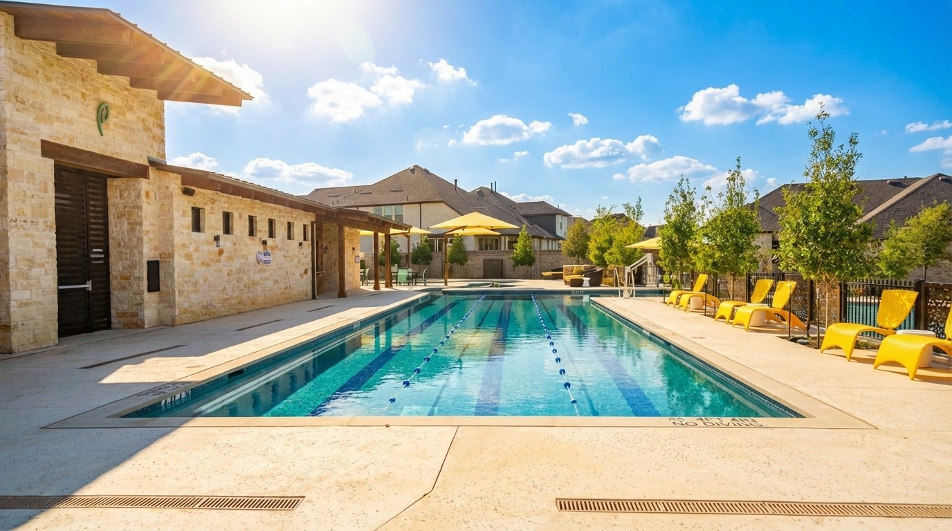HOA community pool built by Prestige Pool & Patio in Celina, TX