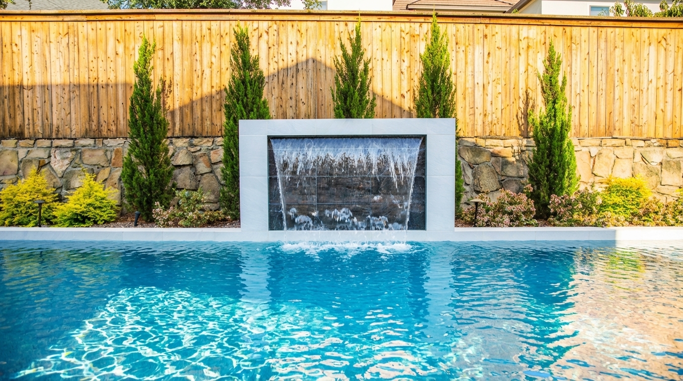 Modern Dark Marble Pool with Spa, Pergola & Outdoor Kitchen — Prosper, TX — photo 4