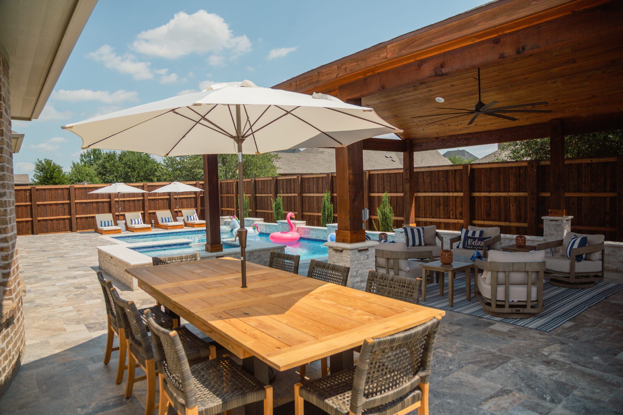 Modern Pool with Luxury Loungers & Outdoor Living — Prosper, TX — photo 5