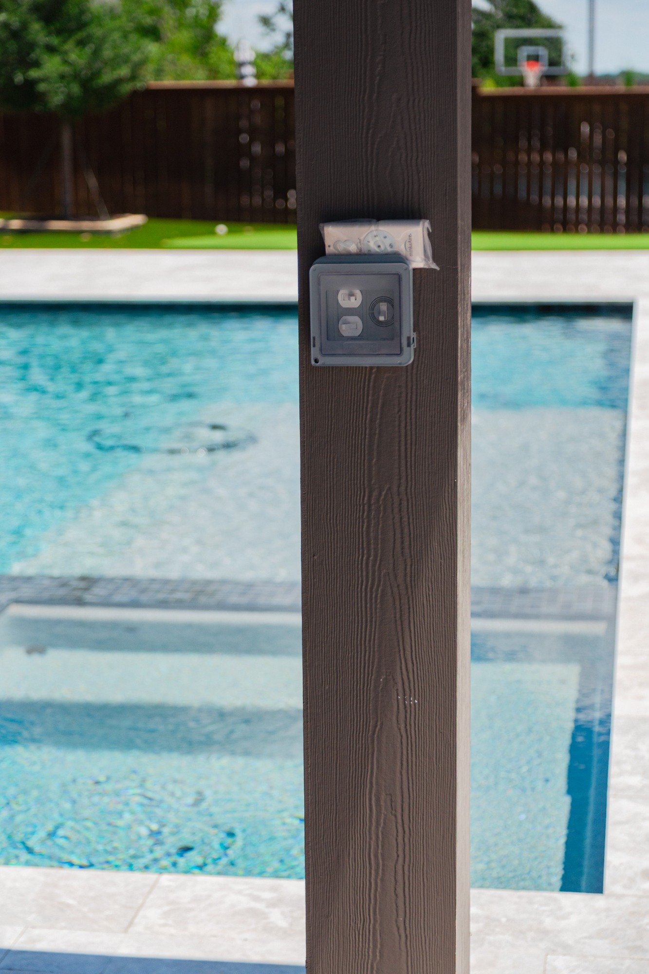 Geometric Pool with Pergola, Putting Green & Outdoor Kitchen — Frisco, TX