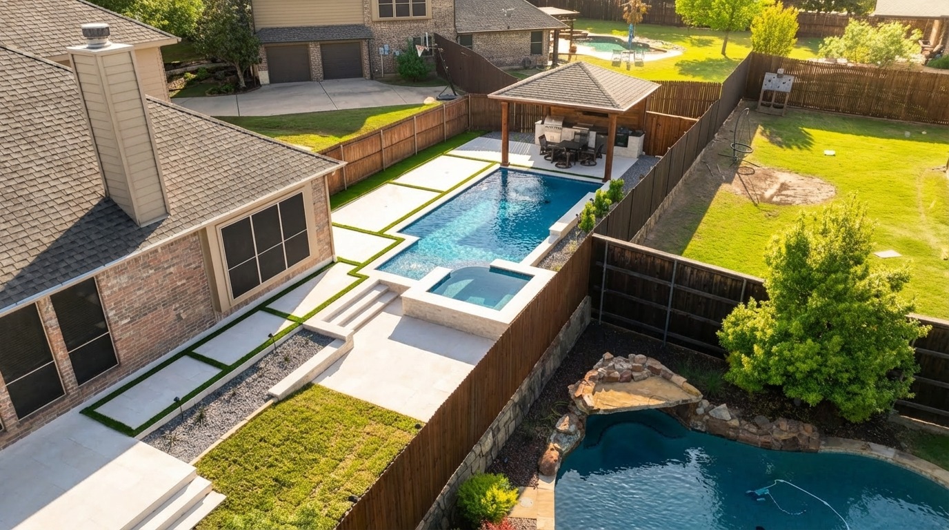 Modern Deck Pool & Spa Combo — Frisco, TX