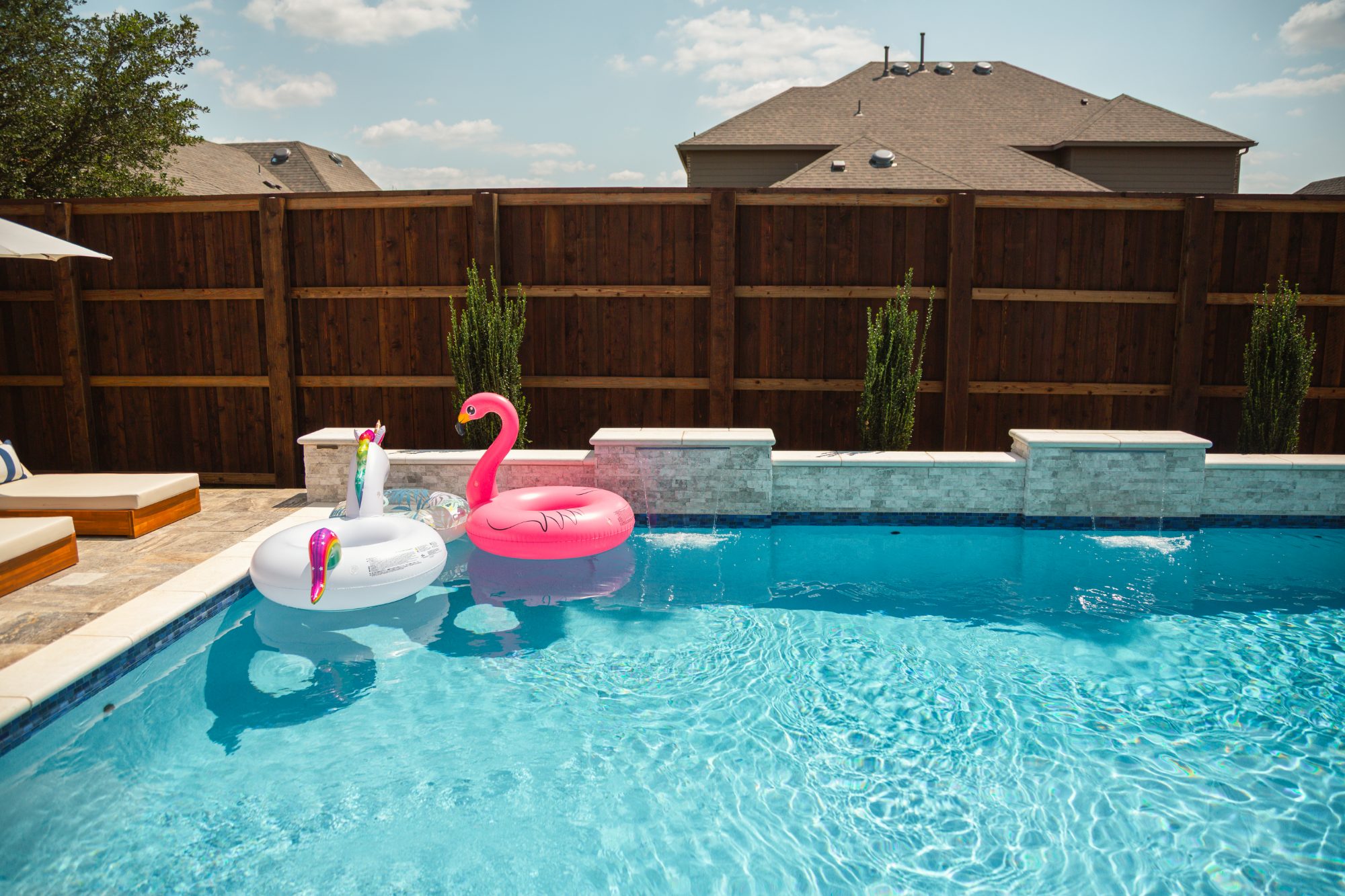 Modern Pool with Luxury Loungers & Outdoor Living — Prosper, TX — photo 12