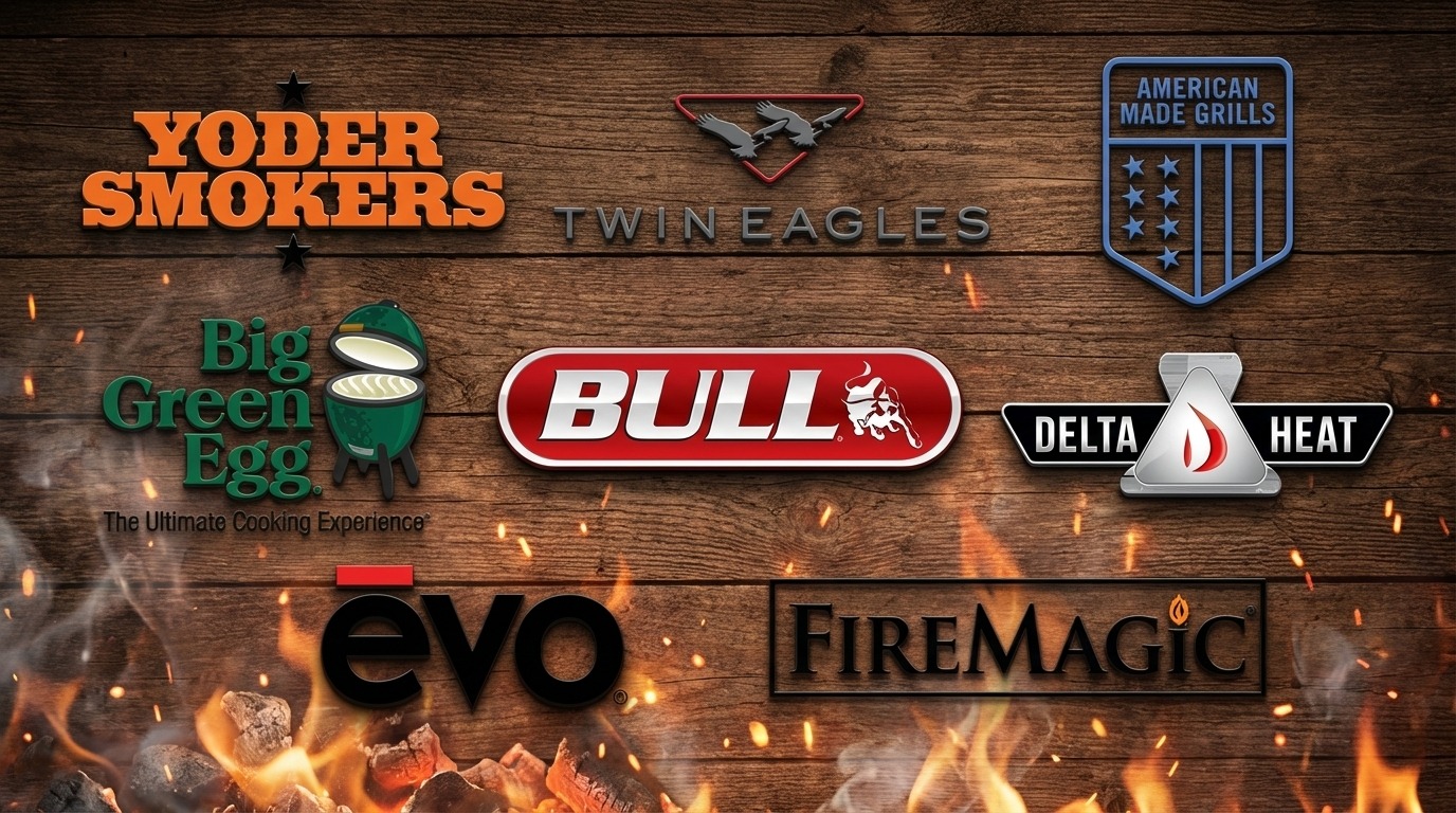 Authorized grill and smoker brand logos carried at The Grill Store by Prestige