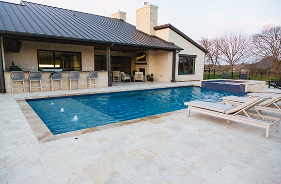 Geometric Pool with Spa & Putting Green — Gunter, TX — photo 6