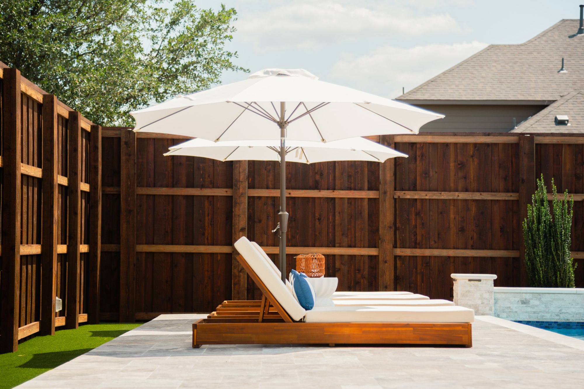 Modern Pool with Luxury Loungers & Outdoor Living — Prosper, TX — photo 29