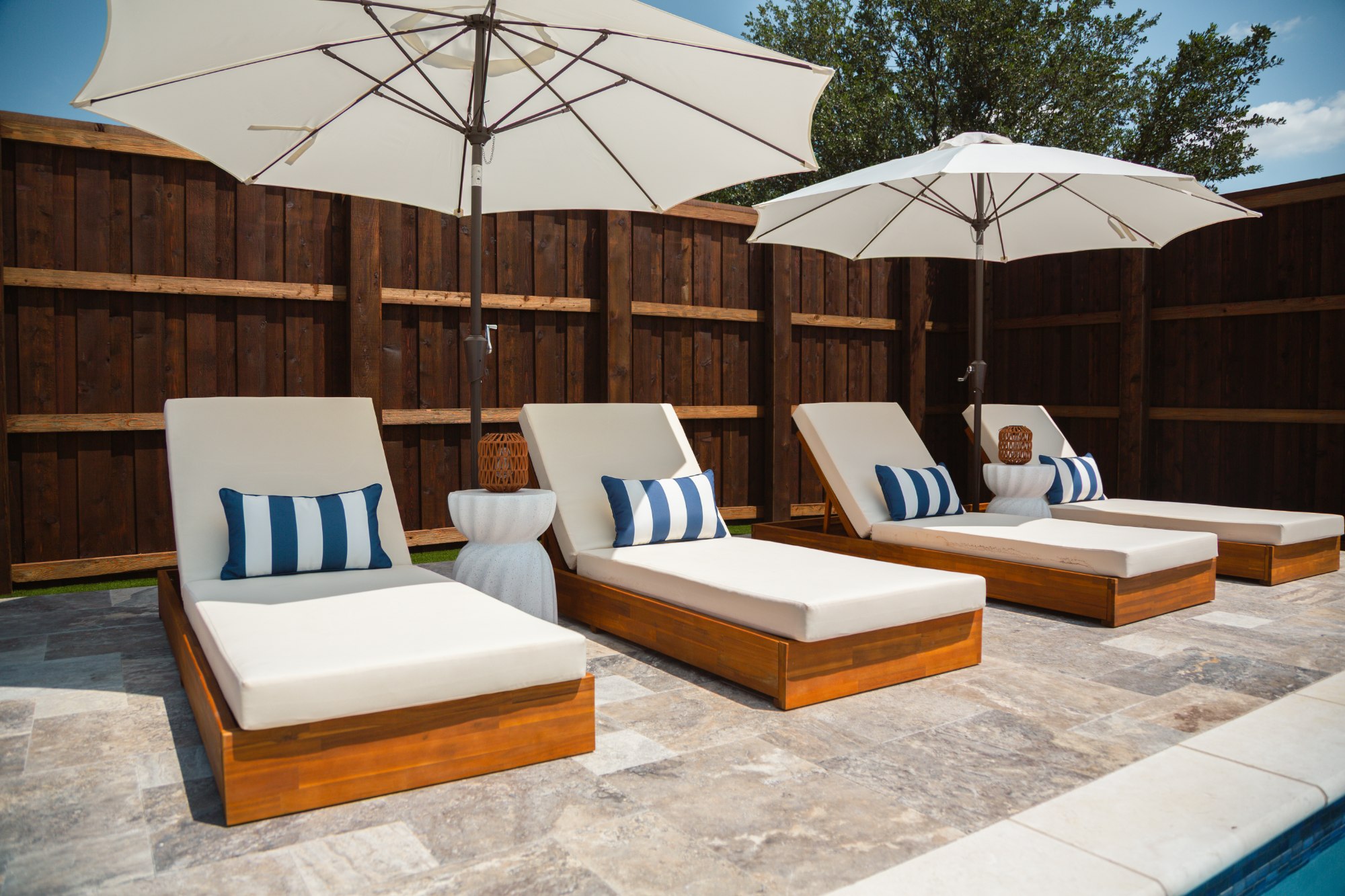 Modern Pool with Luxury Loungers & Outdoor Living — Prosper, TX — photo 22
