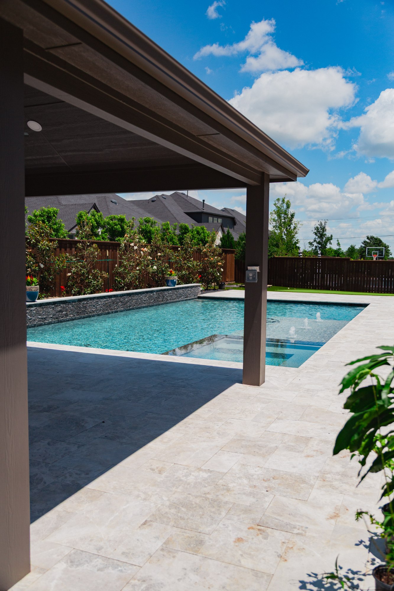 Geometric Pool with Pergola, Putting Green & Outdoor Kitchen — Frisco, TX — photo 20