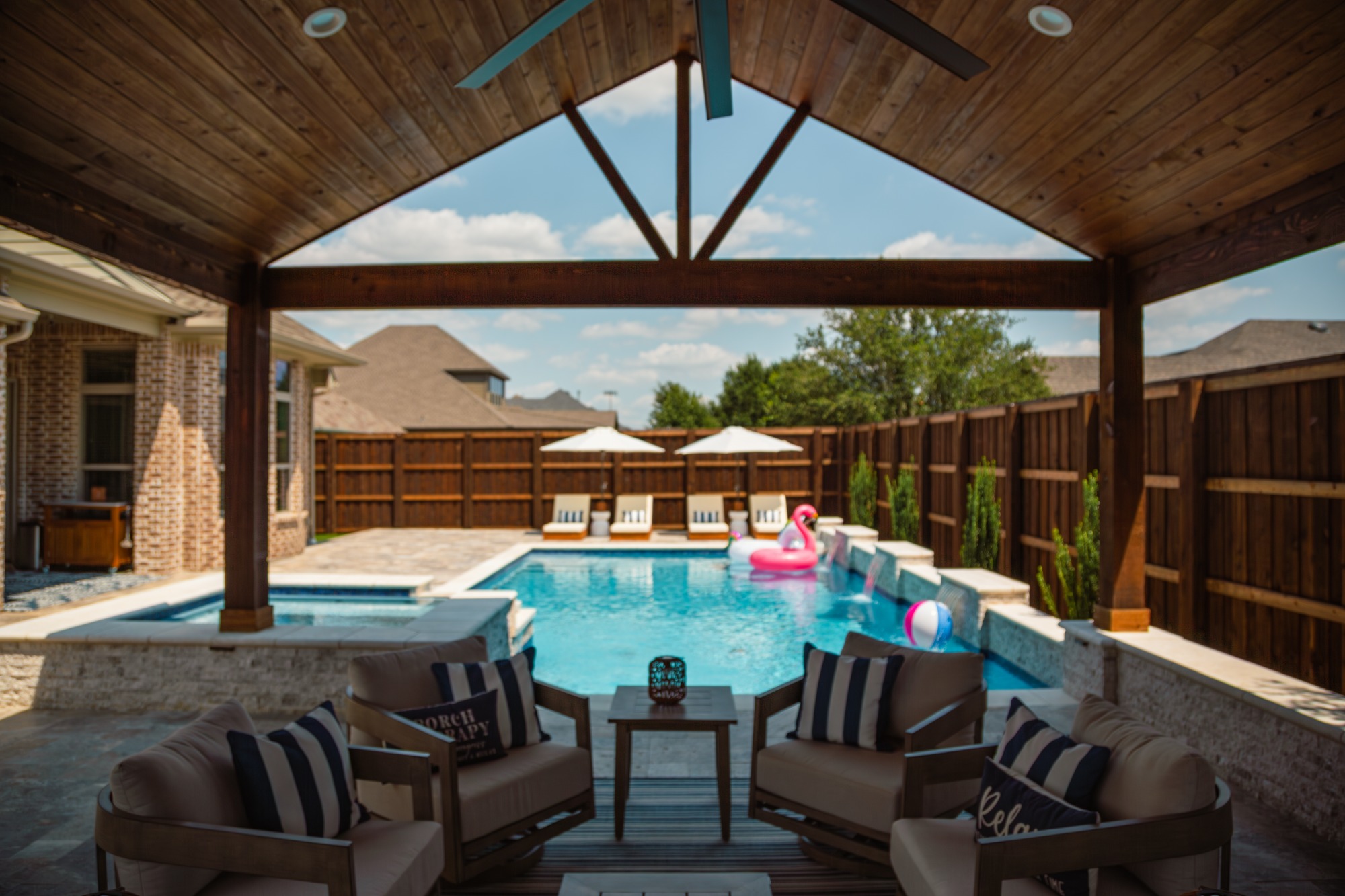 Modern Pool with Luxury Loungers & Outdoor Living — Prosper, TX — photo 6