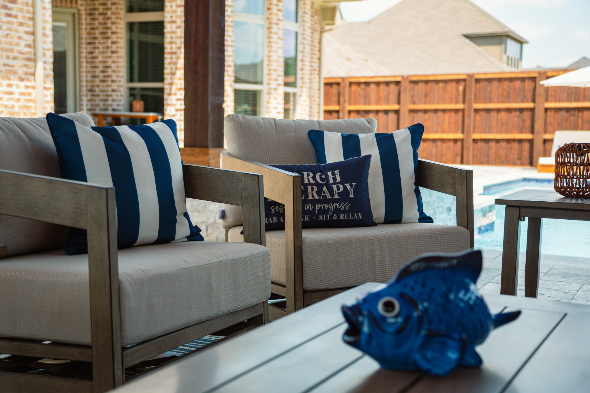 Modern Pool with Luxury Loungers & Outdoor Living — Prosper, TX — photo 23