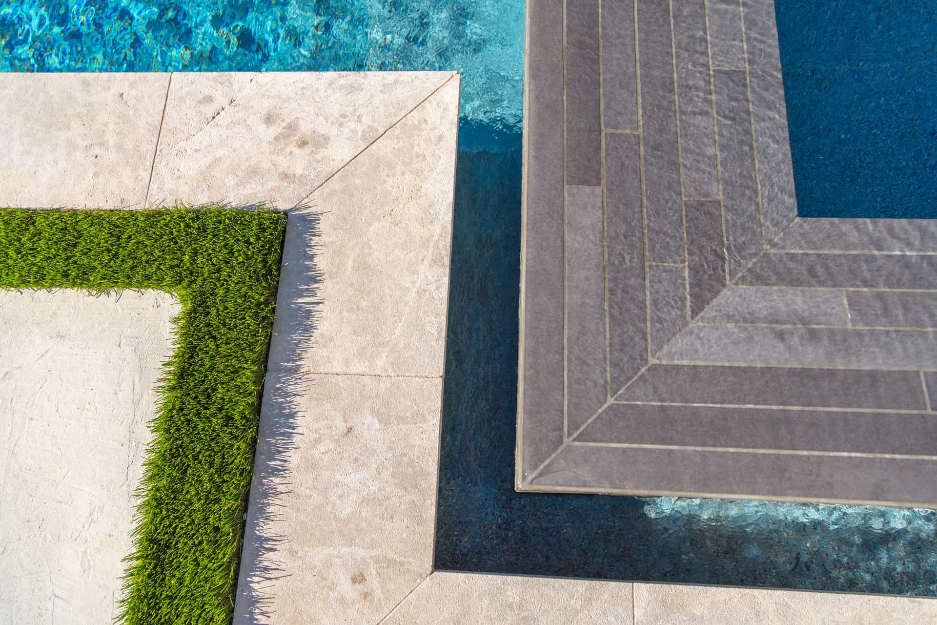 Geometric Pool with Raised Spa, Water Wall & Putting Green — Prosper, TX