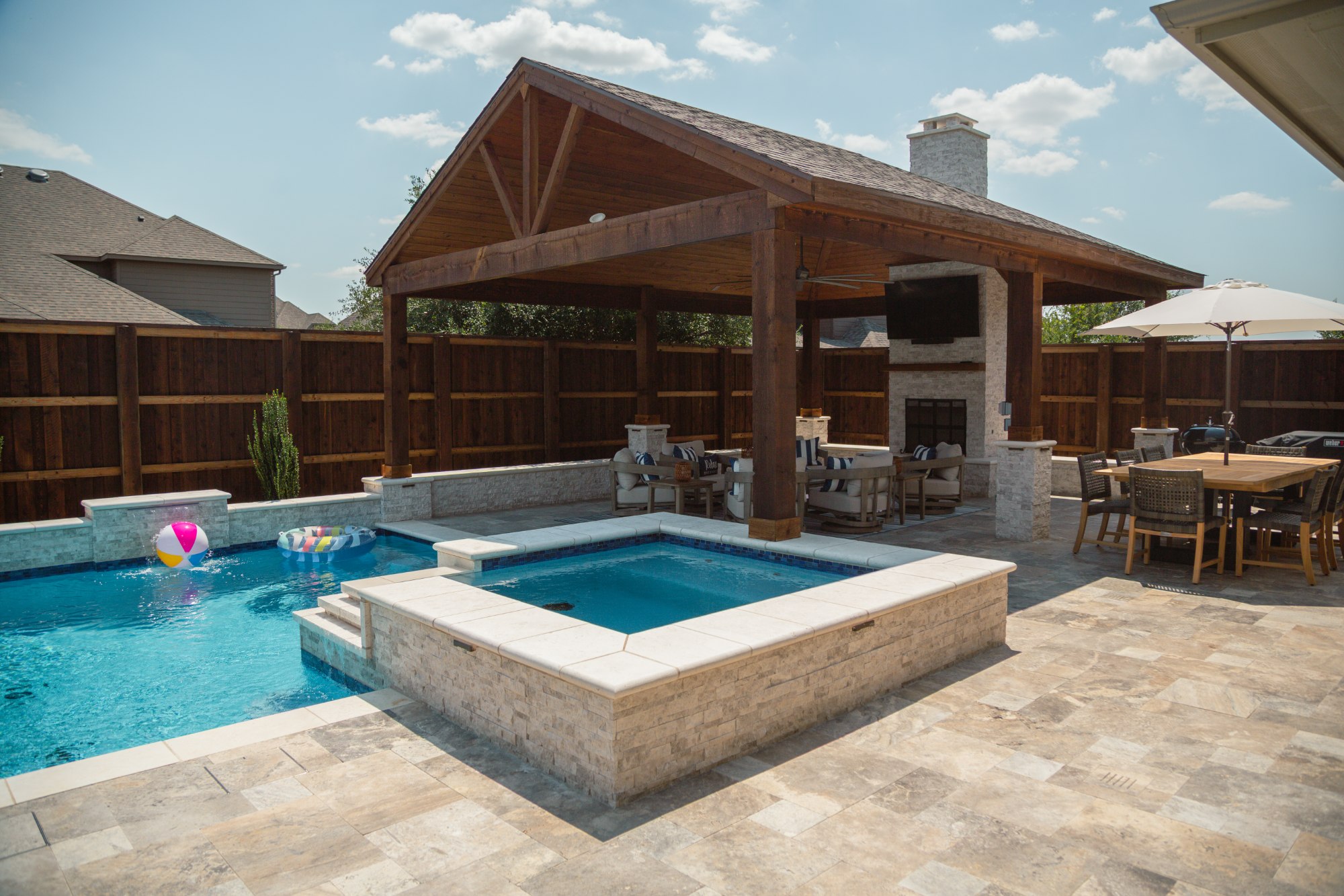 Modern Pool with Luxury Loungers & Outdoor Living — Prosper, TX — photo 4