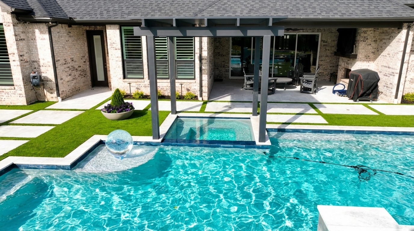 Modern Pool with LED Spheres — Celina, TX — photo 6