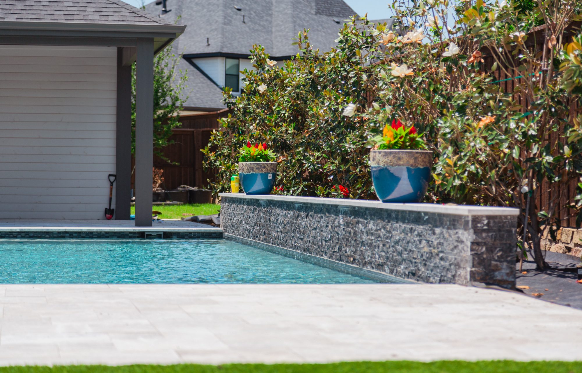 Geometric Pool with Pergola, Putting Green & Outdoor Kitchen — Frisco, TX — photo 19