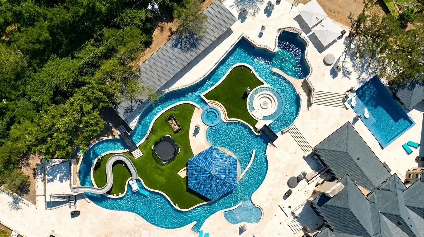 Private Lazy River Estate — Dallas, TX — custom pool by Prestige Pool & Patio in Dallas, TX