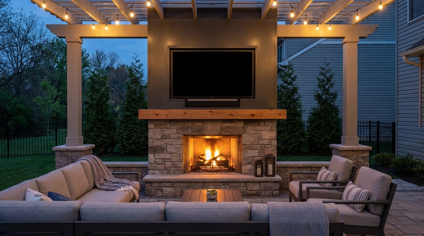 Outdoor fireplace and fire feature designs