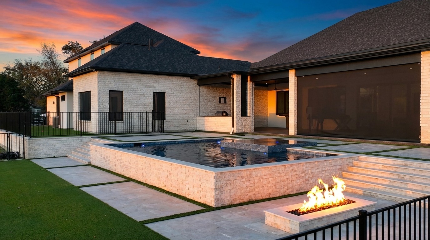 Modern Pool by the Lake — Celina, TX — custom pool by Prestige Pool & Patio in Celina, TX