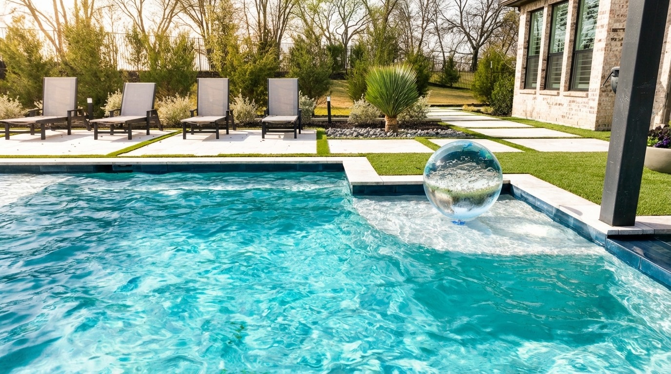 Modern Pool with LED Spheres — Celina, TX — photo 4