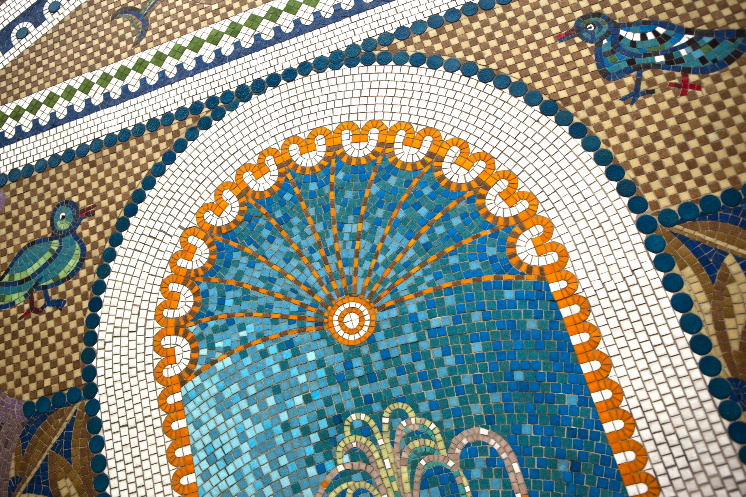 Close up of a vintage mosaic